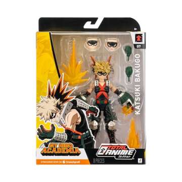 Total Anime Katsuki Bakugo - 6.5-Inch Figure with Swappable Faceplates, Alternate Hands, and Energy Effects