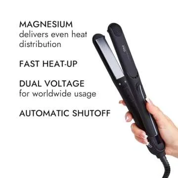 Ion Magnesium Flat Iron 1 Inch, Optimal Heat, Ceramic Tourmaline, Patented Korean Magnesium Technology