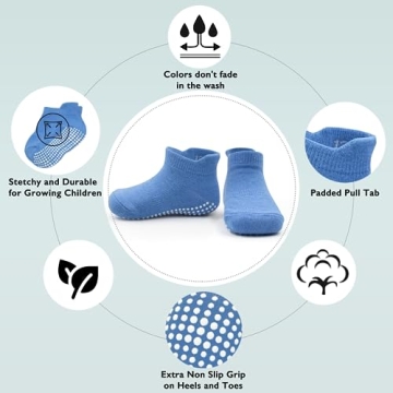 EUFANCE Baby Boy Socks Soft Comfortable Toddler Socks Non Slip Grip Ankle Socks with Non Skid Soles 12 Pack for 6-12 Months Baby Girl Socks,Black White Grey