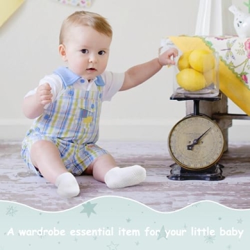 EUFANCE Baby Boy Socks Soft Comfortable Toddler Socks Non Slip Grip Ankle Socks with Non Skid Soles 12 Pack for 6-12 Months Baby Girl Socks,Black White Grey