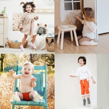 EUFANCE Baby Boy Socks Soft Comfortable Toddler Socks Non Slip Grip Ankle Socks with Non Skid Soles 12 Pack for 6-12 Months Baby Girl Socks,Black White Grey