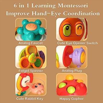 Playcasually 7 8 9 10 12 18 Month Old Baby Toys, Learning Car Activities Sensory Busy Fidget Cube Board Travel Toy for Toddlers 1-3 Educational Montessori Toys for 1 2 Year Old