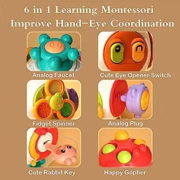 Playcasually 7 8 9 10 12 18 Month Old Baby Toys, Learning Car Activities Sensory Busy Fidget Cube Board Travel Toy for Toddlers 1-3 Educational Montessori Toys for 1 2 Year Old