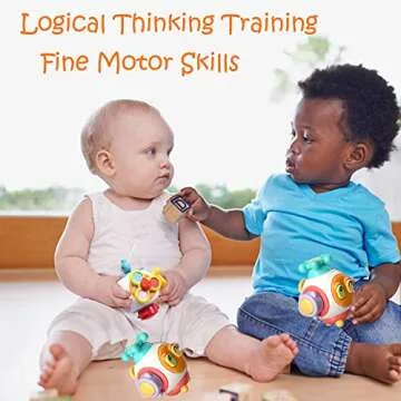 Playcasually 7 8 9 10 12 18 Month Old Baby Toys, Learning Car Activities Sensory Busy Fidget Cube Board Travel Toy for Toddlers 1-3 Educational Montessori Toys for 1 2 Year Old