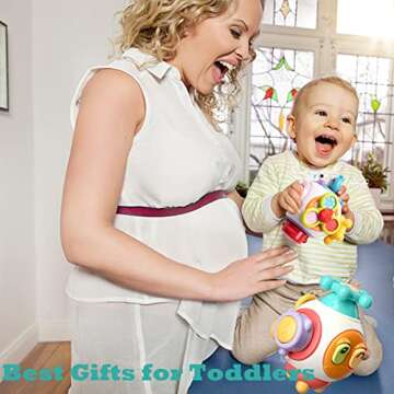 Playcasually 7 8 9 10 12 18 Month Old Baby Toys, Learning Car Activities Sensory Busy Fidget Cube Board Travel Toy for Toddlers 1-3 Educational Montessori Toys for 1 2 Year Old