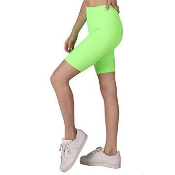 NIKIBIKI Women Seamless Ribbed Biker Shorts, Made in U.S.A, One Size (Neon Green)
