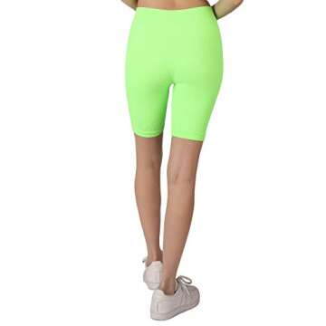 NIKIBIKI Women Seamless Ribbed Biker Shorts, Made in U.S.A, One Size (Neon Green)