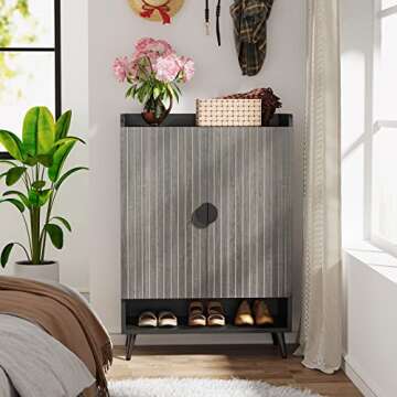 Tribesigns 7-Tier Shoe Cabinet with Doors for Entryway Storage