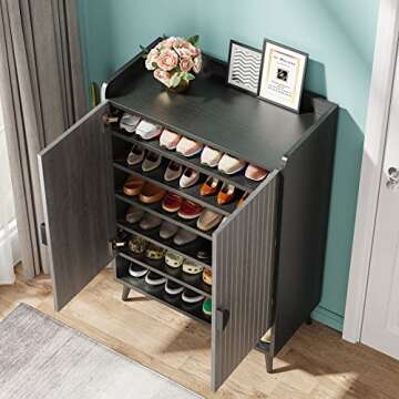 Tribesigns 7-Tier Shoe Cabinet with Doors for Entryway Storage