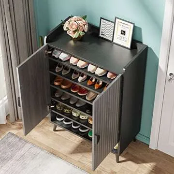 Tribesigns 7-Tier Shoe Cabinet with Doors for Entryway Storage
