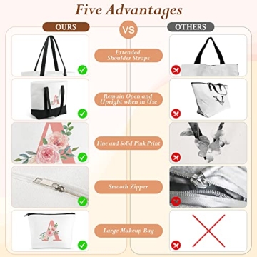Floral Personalized Tote & Makeup Bag Set for Women