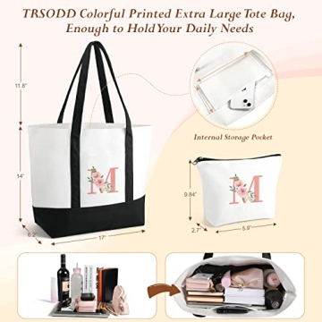 Floral Personalized Tote & Makeup Bag Set for Women