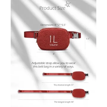 ODODOS Fleece Mini Belt Bag Adjustable Strap Sherpa Waist Pouch