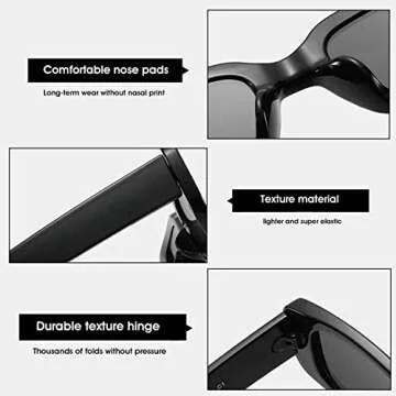 BUTABY Rectangle Sunglasses for Women Retro Driving Glasses 90’s Vintage Fashion Narrow Square Frame UV400 Protection Black & Brown