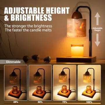 VANCE HOME Candle Warmer Lamp with Timer, Adjustable Height Dimmable Candle Lamp Warmer for Bedroom, Wax Warmer Lamp for Scented Candles with Marble, 2 Bulbs House Warming Gifts for Mom (Cylinder)