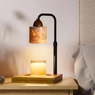 VANCE HOME Candle Warmer Lamp with Timer, Adjustable Height Dimmable Candle Lamp Warmer for Bedroom, Wax Warmer Lamp for Scented Candles with Marble, 2 Bulbs House Warming Gifts for Mom (Cylinder)
