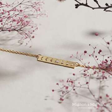 Moon Phases Necklace Crescent Moon Bar Necklace Celestial Jewelry Moon of My Life Anniversary Gift f...