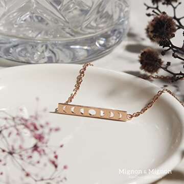 Moon Phases Necklace Crescent Moon Bar Necklace Celestial Jewelry Moon of My Life Anniversary Gift for Her Mother's Day Gift- CMPN