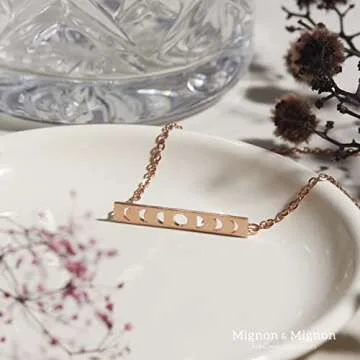 Moon Phases Crescent Bar Necklace - Celestial Jewelry