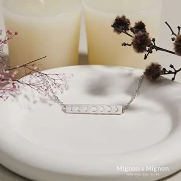 Moon Phases Crescent Bar Necklace - Celestial Jewelry