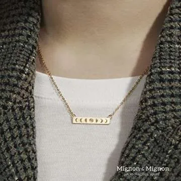 Moon Phases Crescent Bar Necklace - Celestial Jewelry