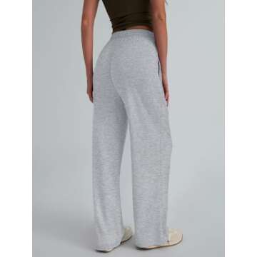 Trendy Queen Womens Wide Leg Pants Sweatpants Comfy Lounge Fit Loose Flowy Pants Fall Fashion Clothes Outfits 2025 Grey L