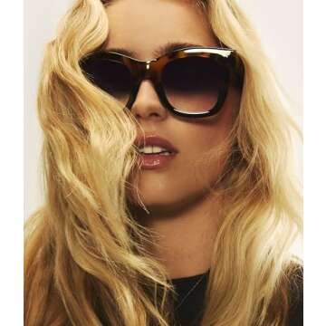 Quay Women's Oversized Tortoise Sunglasses with UV Protection