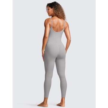 CRZ YOGA Butterluxe Jumpsuits for Women Yoga Workout Casual One Piece Leggings Romper with Built in Bra Gull Gray X-Small