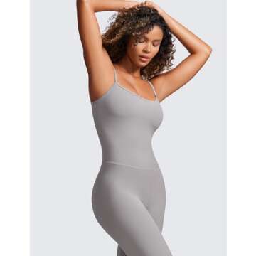 CRZ YOGA Butterluxe Jumpsuits for Women Yoga Workout Casual One Piece Leggings Romper with Built in Bra Gull Gray X-Small