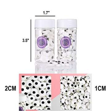 GEORLD Halloween Eyeballs Sprinkles 2 Bottle Candy Edible Eyeballs Eyes Cake Cupcake Toppers Cookie Dessert Decorations,6.9 Ounce,Two Size Mixed