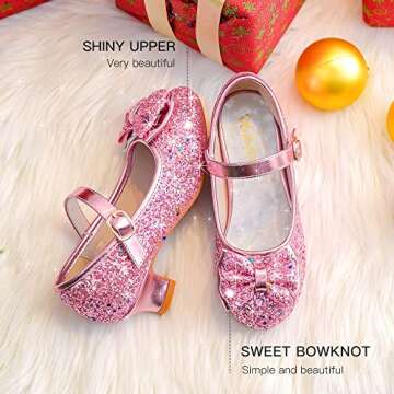 Walofou Flower Pink Girl Shoes Princess Shoes Girls' Flat for Toddler/Little Kid Girls' Shoes/Big Kid (2801 G-Pink 11)