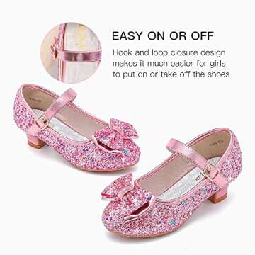 Walofou Flower Pink Girl Shoes Princess Shoes Girls' Flat for Toddler/Little Kid Girls' Shoes/Big Kid (2801 G-Pink 11)