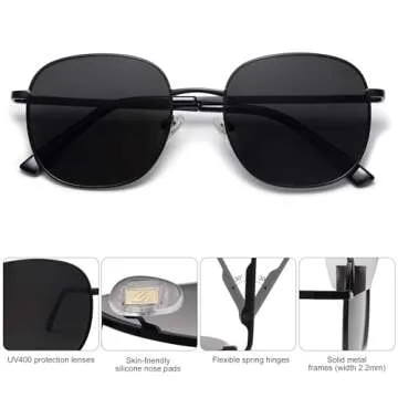 SOJOS Classic Trendy Square Sunglasses for Women Men Cute Big Frame Gold Shades SJ1137, Black/Grey