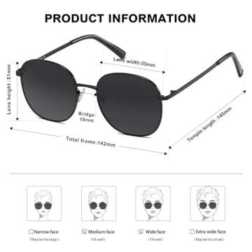 SOJOS Classic Trendy Square Sunglasses for Women Men Cute Big Frame Gold Shades SJ1137, Black/Grey