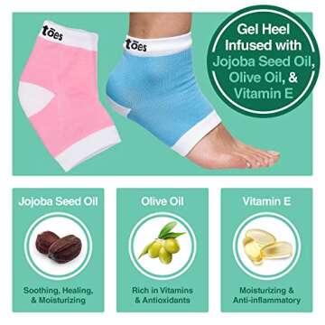 ZenToes Moisturizing Heel Socks 2 Pairs Gel Lined Toeless Spa Socks to Heal and Treat Dry, Cracked H...