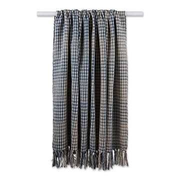 DII California Casual Houndstooth Woven Throw, French Blue & Gray, 50x60