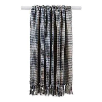 DII California Casual Houndstooth Woven Throw, French Blue & Gray, 50x60