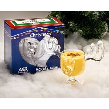 A&R Christmas Eggnog Moose Mugs - Gift Boxed Set of 2