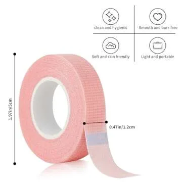 Flezoo 8 Rolls Lash Tape, 9m/10 Yard Pink Adhesive Breathable Fabric Eyelash Makeup Tape for Eyelash...