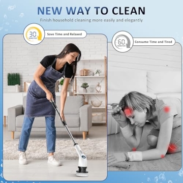 Electric Spin Scrubber with Replaceable Brush Heads for Easy Cleaning