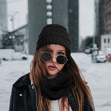 Double Couple Womens Scarf Beanie Hat Set Thick Winter Infinity Scarf Knit Scarfs for Women