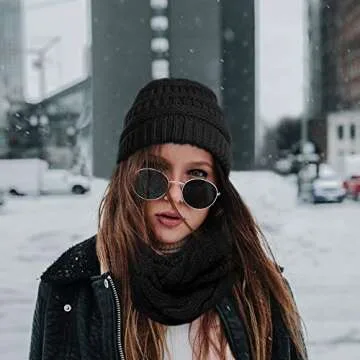 Double Couple Womens Scarf Beanie Hat Set Thick Winter Infinity Scarf Knit Scarfs for Women