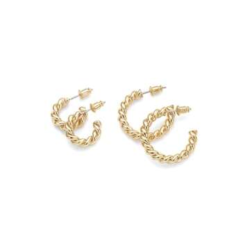 PAVOI 18K Gold Vermeil Twisted Rope Round Hoop Earrings (16.00, Yellow Gold)