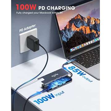 ikling USB C Hub , 9-in-1 USB C Adapter with 4K USB C to HDMI,VGA, USB C Charging, 2 USB 3.0, SD/TF Card Reader, USB C to 3.5mm, Gigabit Ethernet