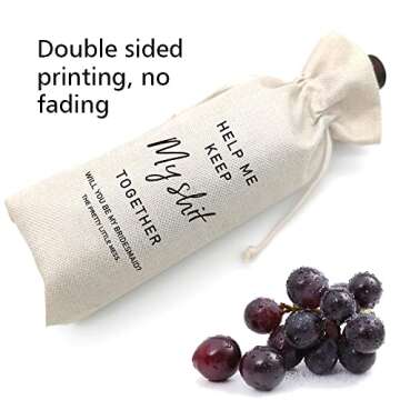 Socive Bridesmaid Gift Wine Bag,Wedding Wine Bag,Brid,Groom,Linen Wine Gift Bag,Reusable Wine Bag,Wine gifts for Maid of Honor, Engagement, Bachelorette Party Favor - Will You Be My Bridesmaid