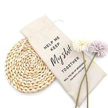 Socive Bridesmaid Gift Wine Bag,Wedding Wine Bag,Brid,Groom,Linen Wine Gift Bag,Reusable Wine Bag,Wine gifts for Maid of Honor, Engagement, Bachelorette Party Favor - Will You Be My Bridesmaid
