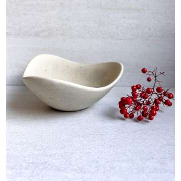 Wavy Concrete Bowl, Minimalist Key Bowl, Modern Cement Bowl, Entrway Catchall, Home Decor for Coffee Table, Jewlery Dish, Air Plant Holder, Small Stone Bowl (Small)