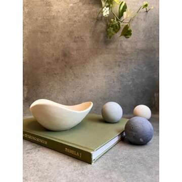 Wavy Concrete Bowl, Minimalist Key Bowl, Modern Cement Bowl, Entrway Catchall, Home Decor for Coffee Table, Jewlery Dish, Air Plant Holder, Small Stone Bowl (Small)