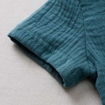 Booraho Newborn Baby Clothes Unisex Set Solid Color Short Sleeve T-Shirt Tops Shorts Pant 2PCS Outfits (Blue Green , 12-18 Months )