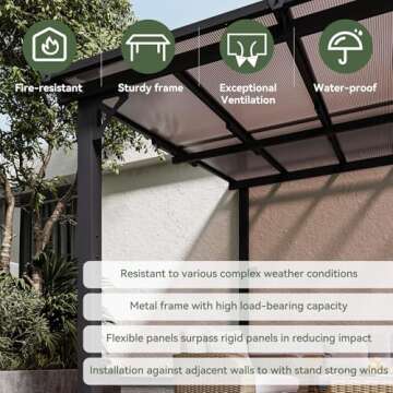Aoxun 10' x 12' Gazebo for Patio, Gazebo Pergola with Sloped Roof, Large Wall-Mounted Heavy Duty Awnings, for Backyard, Deck, Patio